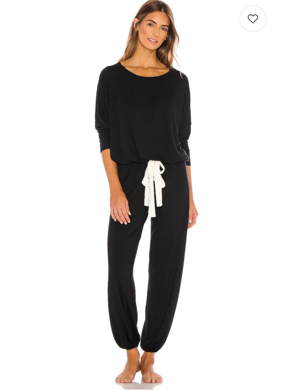 Eberjey blue Lounge Jumpsuit with Cream Drawstring